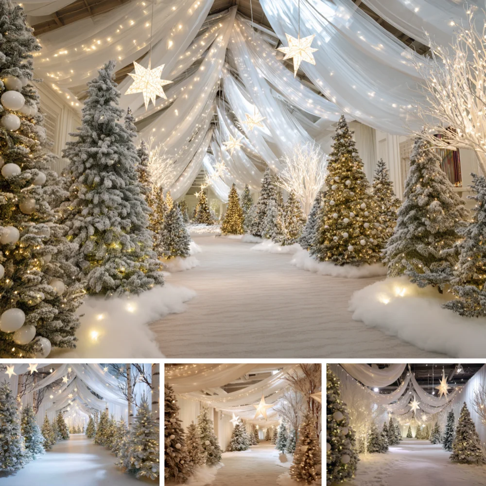 Photography Lighting White Background - White Draped Ceiling Snow Christmas Tree