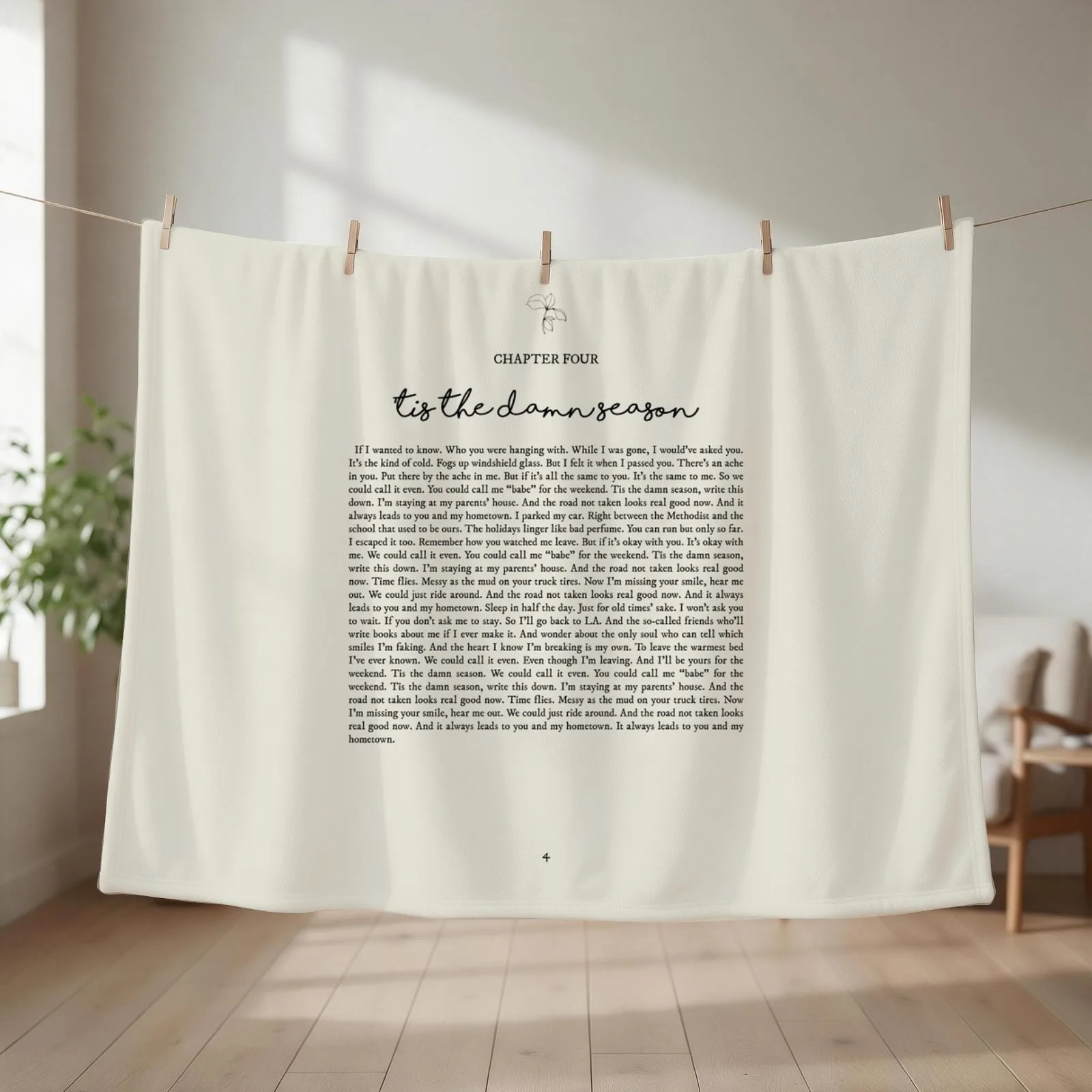 Tis The Damn Season Lyrics Throw Blanket couch cozy soft plush fuzzy picnic outdoor blanket