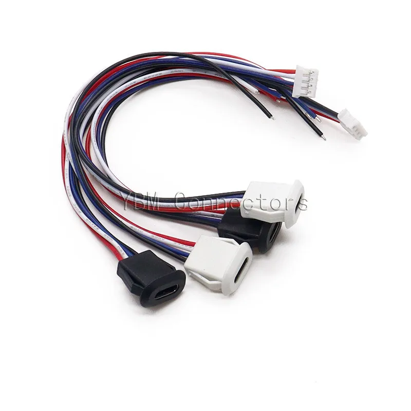 1pcs Snap lock plate USB TYPE-C female socket with cable, female head, waterproof type, waterproof TYPE-C connecting cable