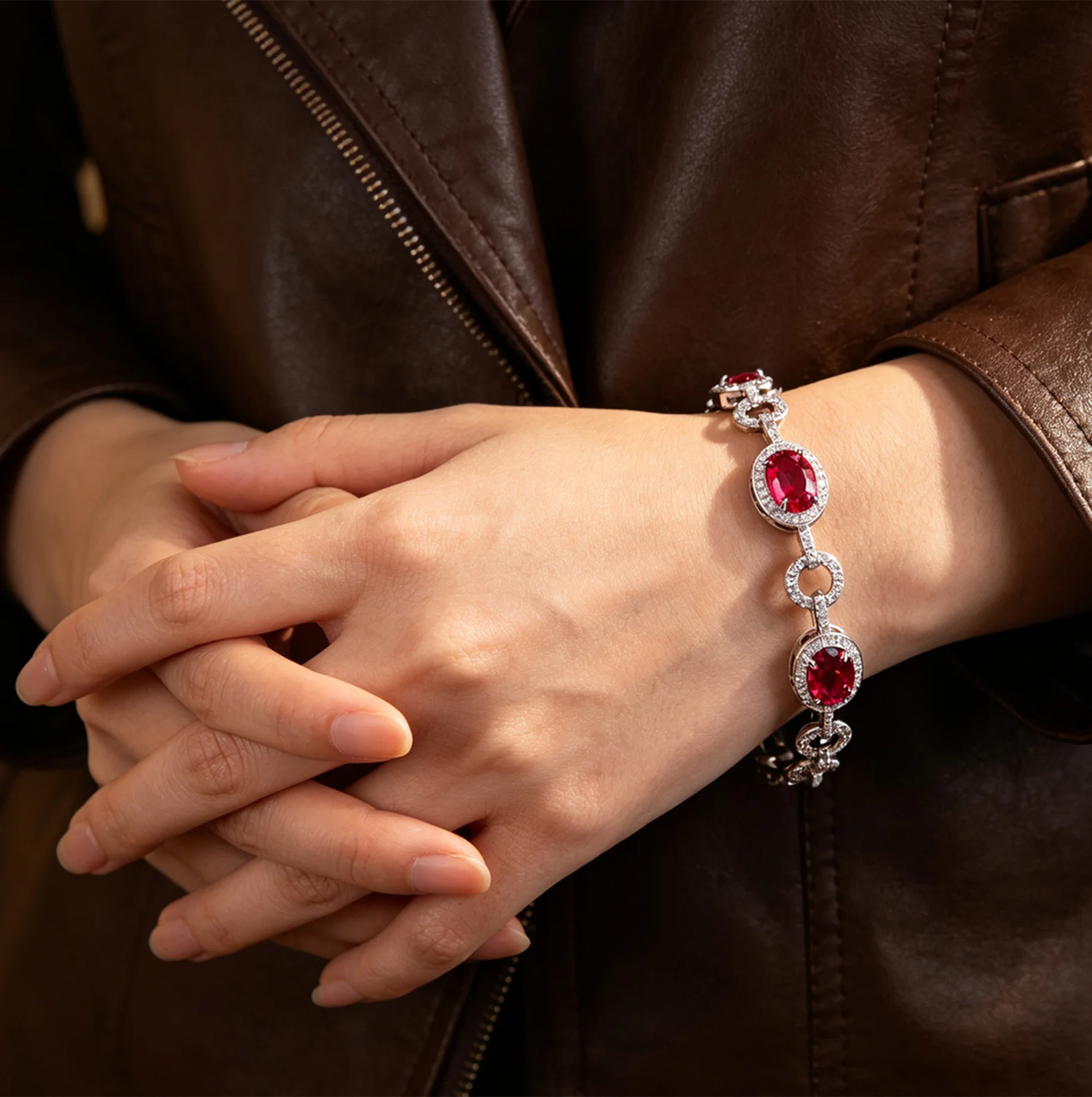 Bohemian Women Oval Colorful Zircon Stitched Bracelet Chain Retro Luxury Bangle Multi Color Stone Hand Jewelry Accessory