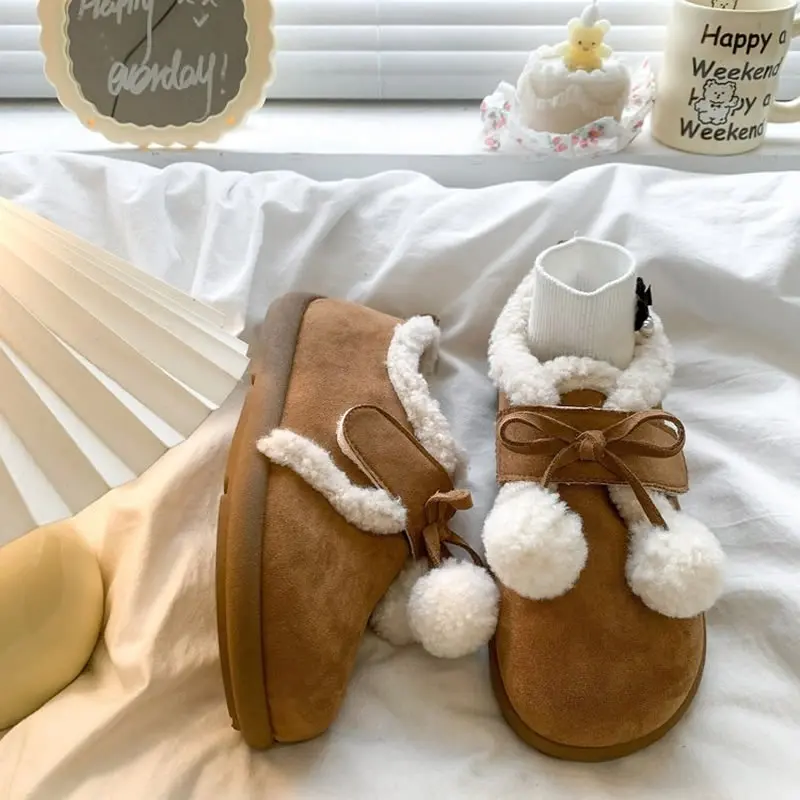 Evlight Stivali da neve soffici in pelliccia invernale Stivali da donna in caldo cotone con fodera in peluche Morbidi e accoglienti Scarpe in cotone da casa Stivali da neve pelosi casual