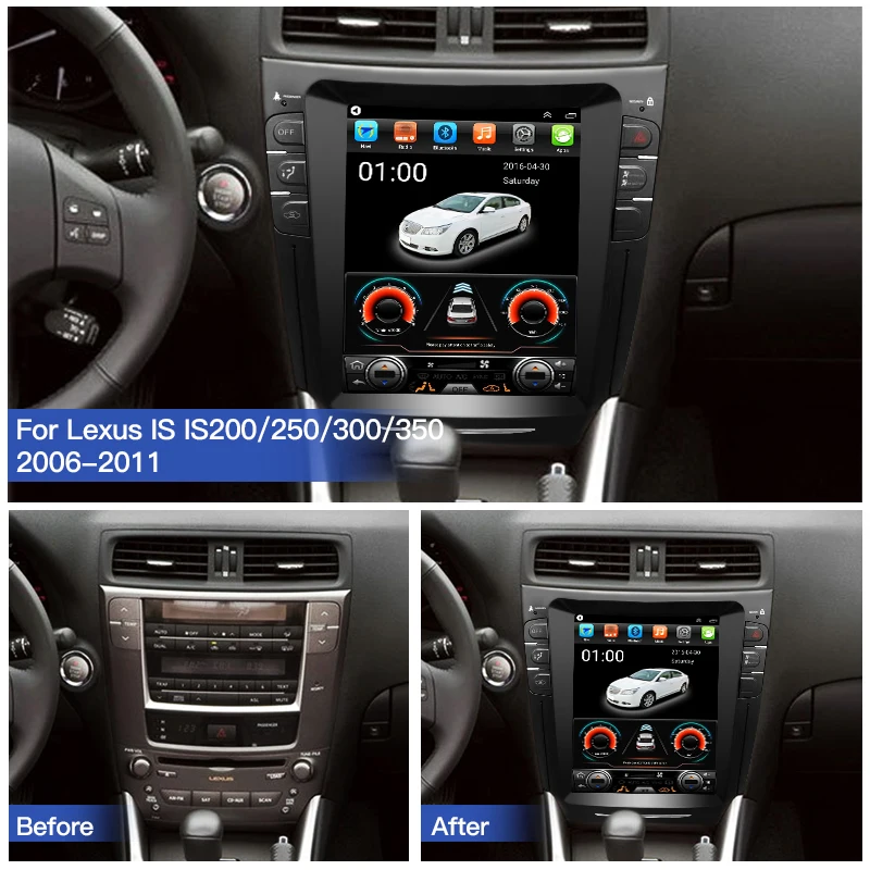 Android14 Carplay Car Radio GPS Navi Video Player Multimedia Stereo for Lexus IS200 IS250 IS300 IS300C 2006-2011 Vertical Screen