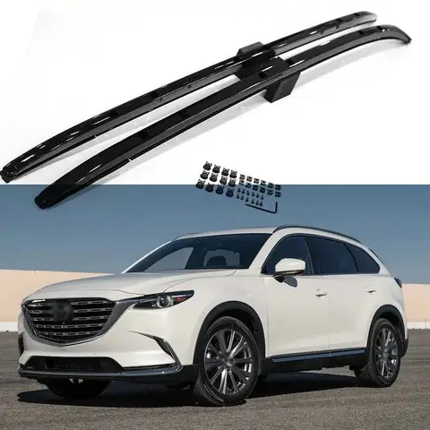 2PCS Roof Rail Racks Fits For Mazda CX-9 2016-2024 Cross Bars Luggage Carrier Aluminium