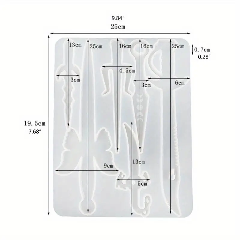 Dagger Epoxy Resin Mold Jewelry Pendant Silicone Mould DIY Crafts Decorations Keychain Casting Tool