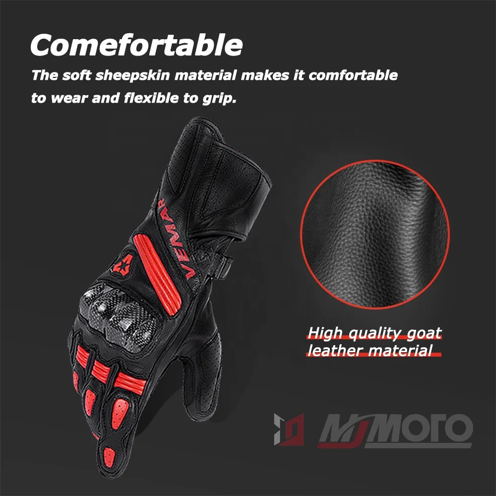 for VEMAR  Vintage Goat & Cowhide Leather Motocross Racing Gloves Two-finger Touchscreen Protective Cycling Gloves