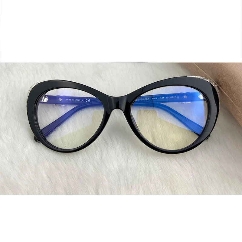 

Black Fashion Cat's Eye Glasses 3405 Custom Prescription Anti-blue Lens Anti-radiation Anti-fatigue Reading Glasses Women's Box