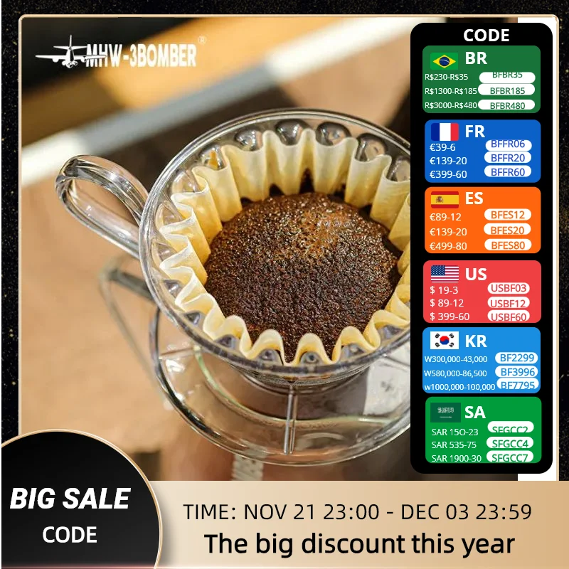 MHW-3BOMBER Cake Paper Filter Coffee Wood Fiber Drip Bag Hand Brewing Dripping Cafe Coffee Machine Accessories