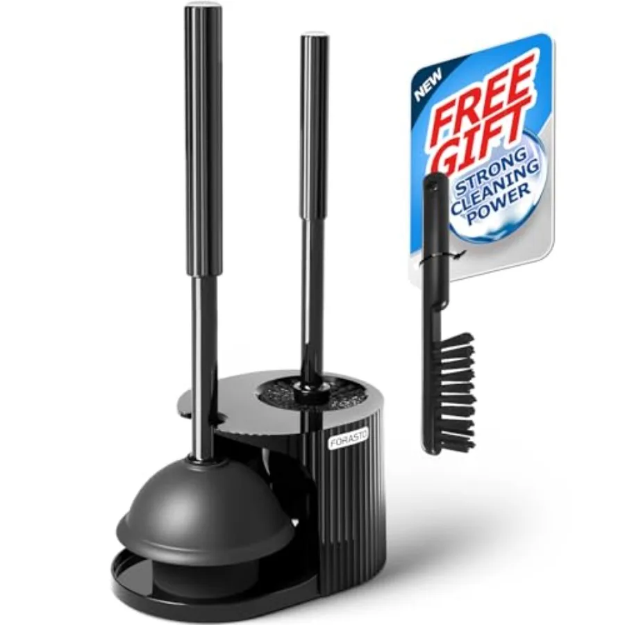 

Набор для чистки унитаза 2-в-1: вантуз и щетка для унитаза, комбинированный комплект для чистки унитаза, щетка для труднодоступных мест, черный