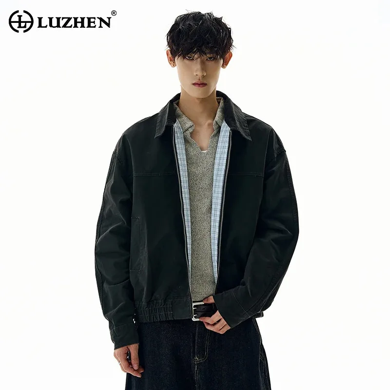 

LUZHEN Fashion Korean Solid Color Casual High Quality Lapel Jacket Men's 2025 Autumn Stylish Elegant Handsome Casual Coat JY3876