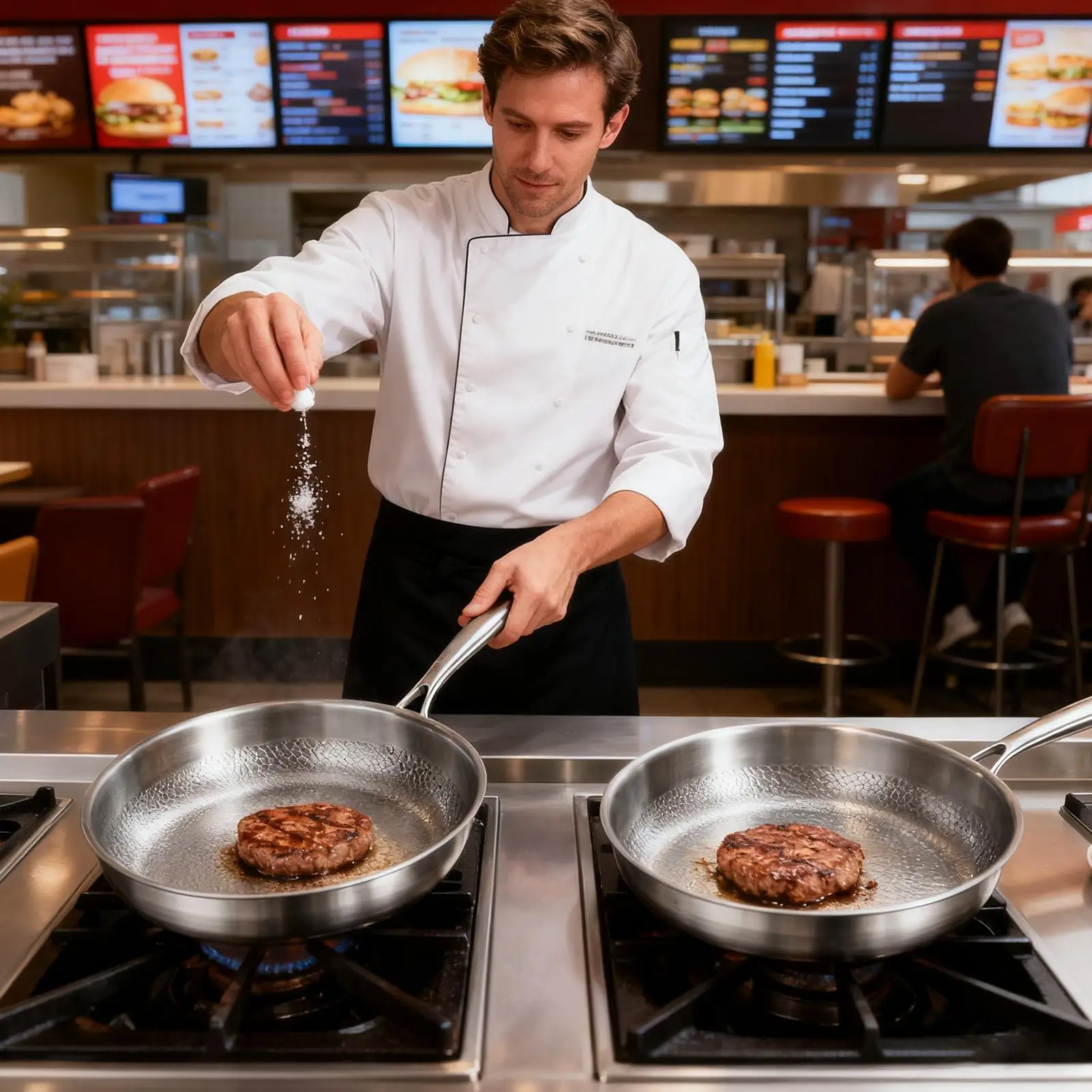 

Fry Pan Hammered No Coating Skillet Stainless Steel Saute Pan For Induction Searing Steak Sauteing Stove Home Kitchen Cooking