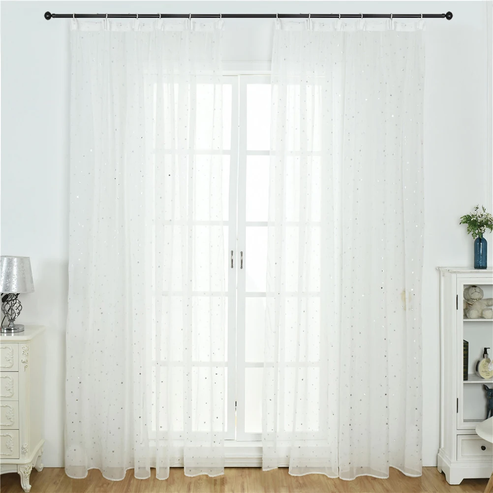 

1pcs Sheer Curtains Polyester Fiber Material Natural Sunlight Flow Window Tulle For Bedroom Bathroom Home Decor (White