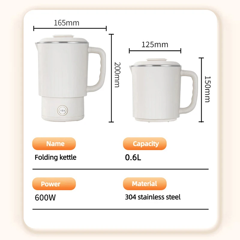 110 В/220 В складной электрический чайник 600 мл портативный горшок для воды 600 Вт электрический чайник домашний чайник электрический кипящий горшок легко путешествовать