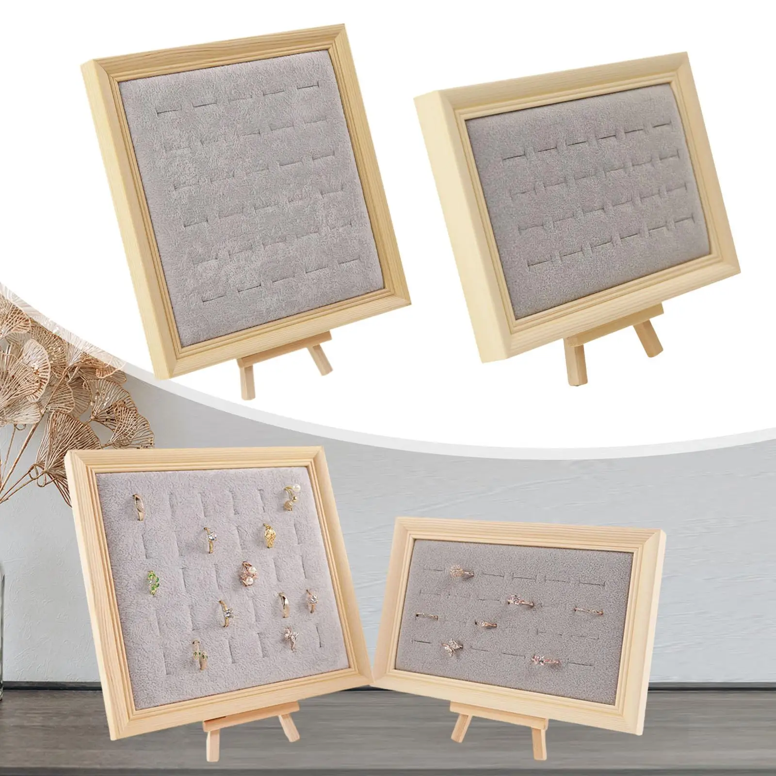 

Ring Display Tray Wooden Ring Organizer Storage Holder Wedding Ring Holder Stand for Store Drawer Women Girl Gift Dresser