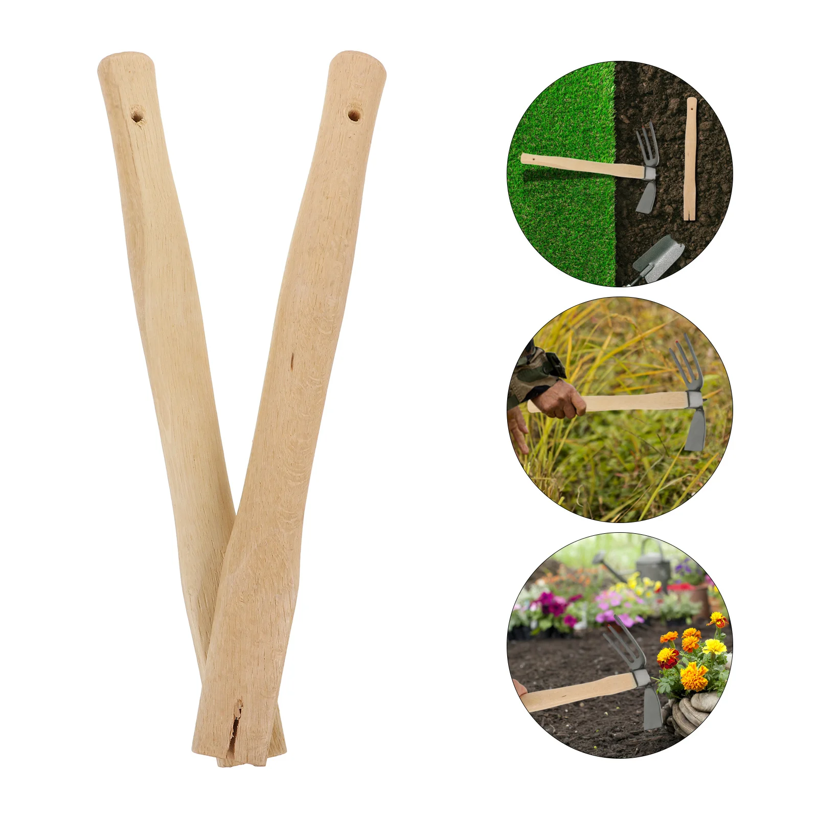 

2Pcs Wooden Hoe Handle Replacement Durable Long Lasting for Garden Work Convenience for Garden Work Hoe Handle
