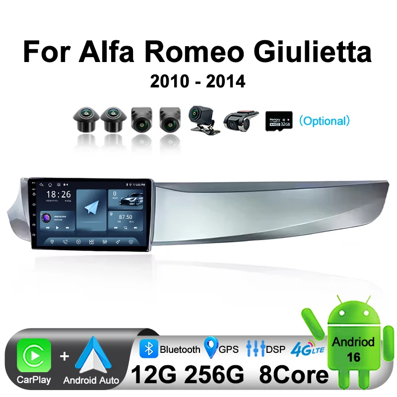 Android16 Car Radio For Alfa Romeo Giulietta 2010-2014 GPS 4G+WIFI BT Car Multimedia Player Intelligent Screen autoradio Carplay