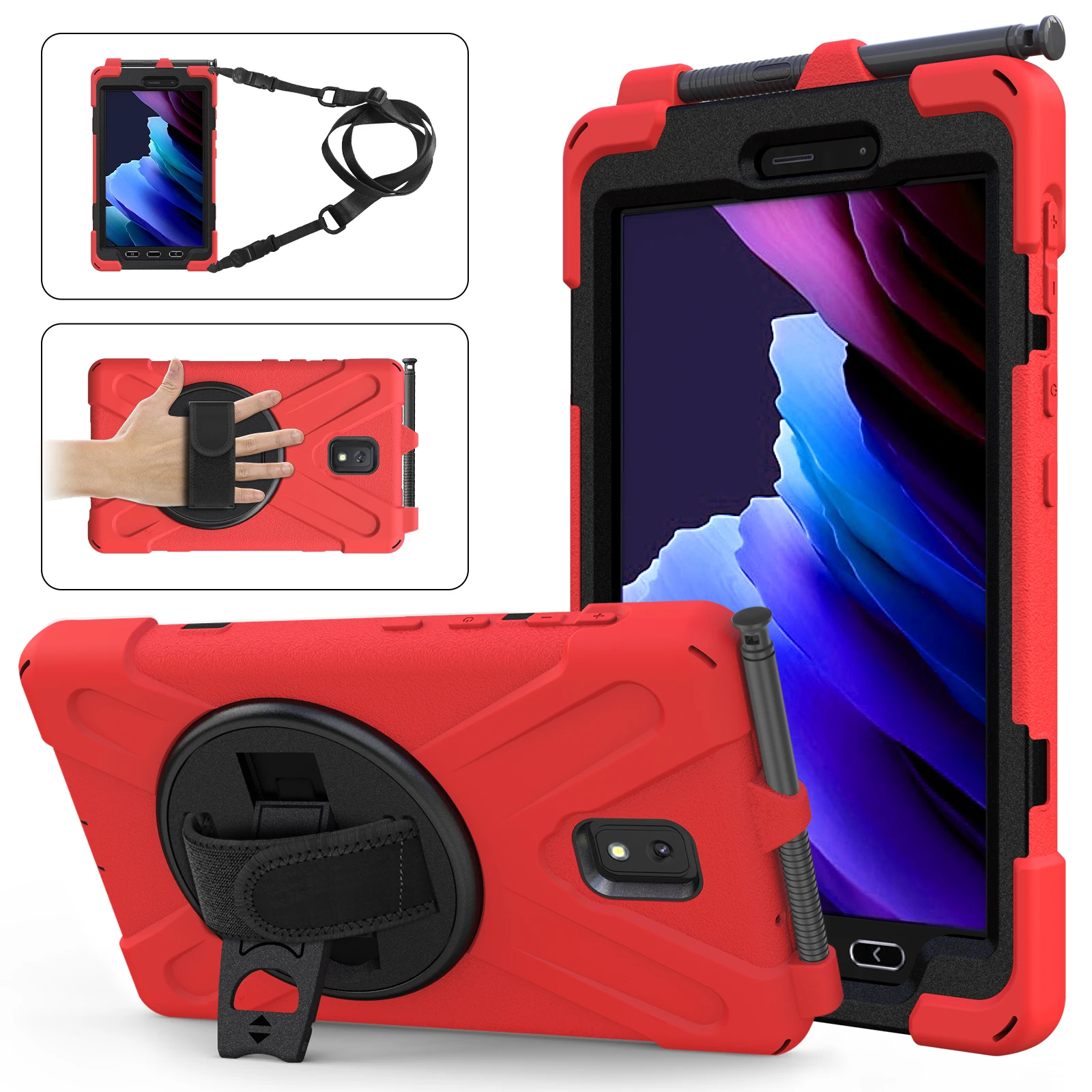 Case For Samsung Galaxy Tab Active Pro 10.1 2019 T540 Active 4 T630 Active 2 3 5 X306b T395 Tablet 360 Rotation Kickstand Cover
