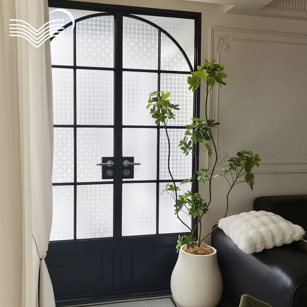 Elegant Matte Static Cling Window Film Simple Neutral Pattern Light Filtering Privacy Decor Decal For Bathroom Toilet Door