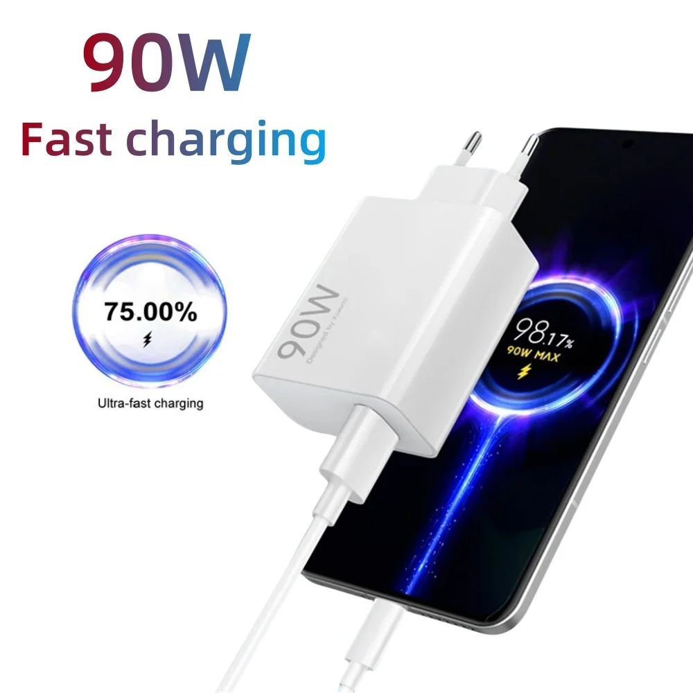 USB Fast Charge 90W Phone Charger High Speed Mobile Phone Power Adapter For Xiaomi iPhone Huaweim Samsung Oneplus Wall Charger