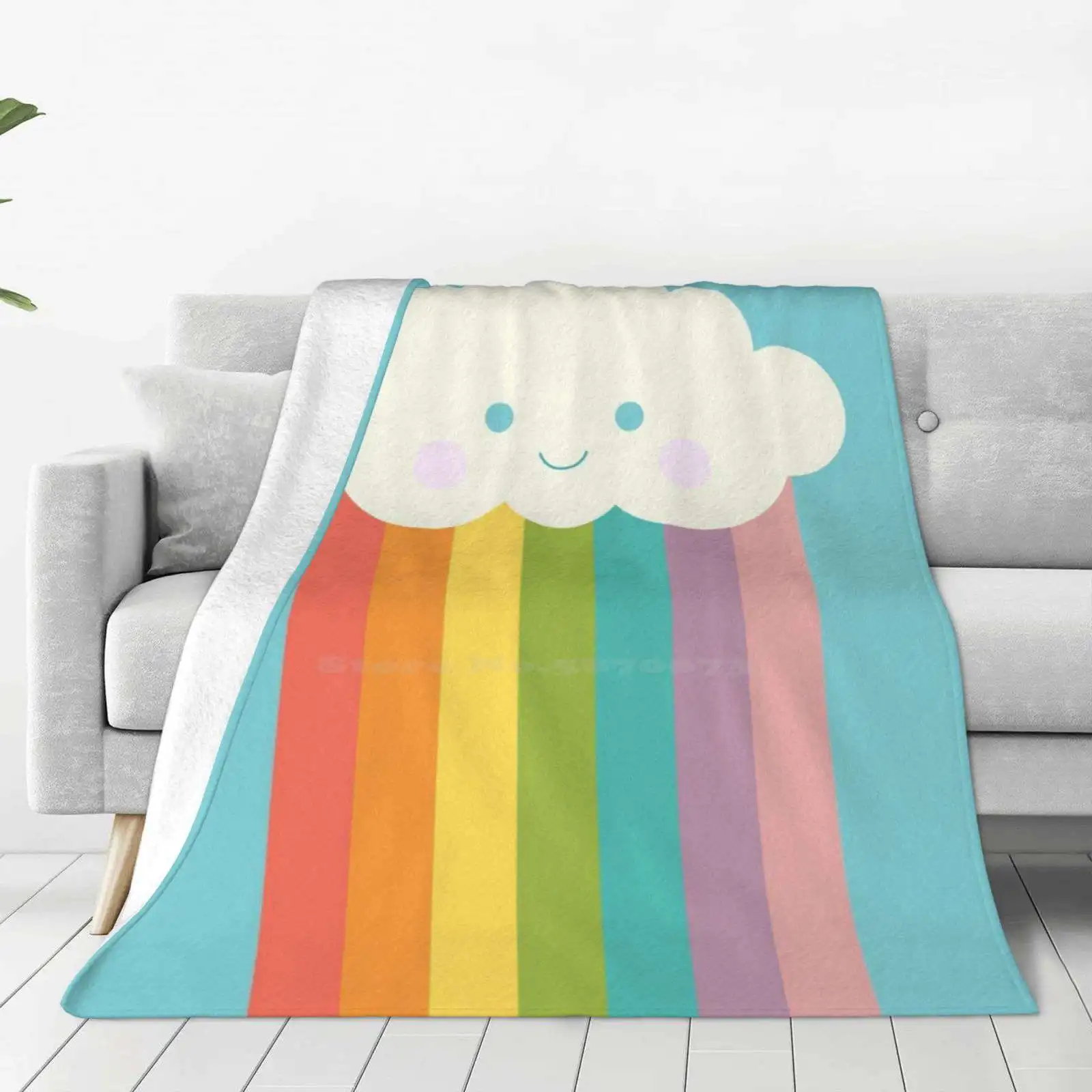 Proud Rainbow Cloud Low Price New Print Novelty Fashion Soft Warm Blanket Rainbow Pride Proud Minimalism Pop Art Blue Orange