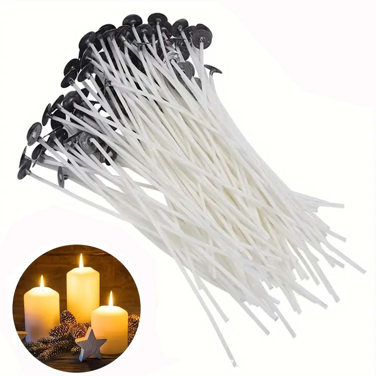 50 قطعة/المجموعة/المجموعة فتائل شمعة دخاني شمع الصويا القطن الخالص الأساسية 8/10 سنتيمتر DIY بها بنفسك شمعة صنع الفتيل قبل مشمع لمستلزمات الحفلات