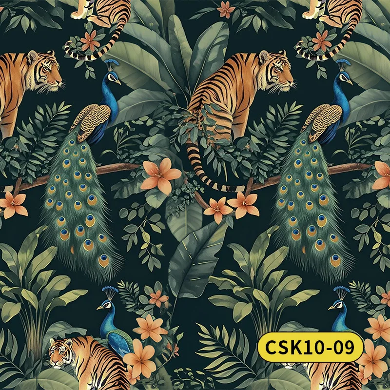 Tiger Peel and Stick Wallpaper Vintage Peacock Contact Paper Animal Floral Wall Mural Home Waterproof Self Adhesive Wall Paper