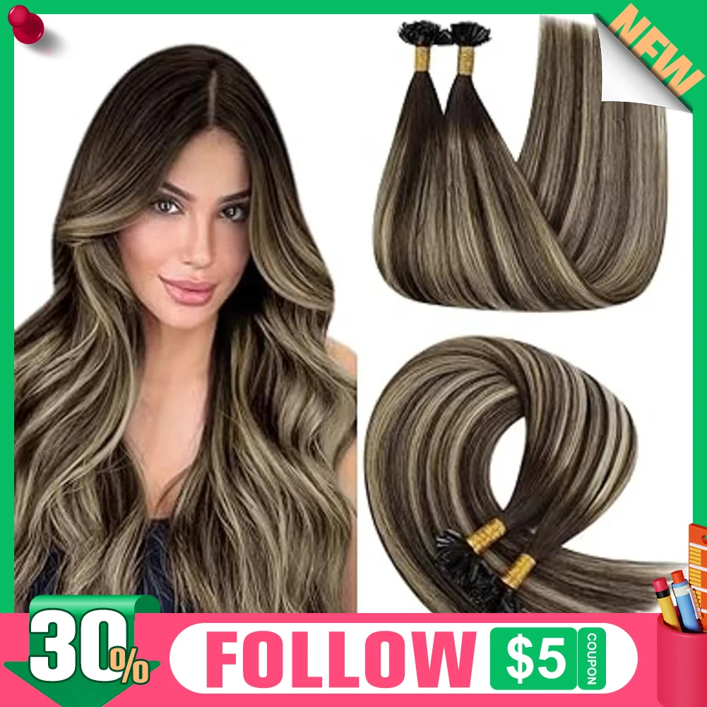 

YoungSee U Tip Hair Extensions Real Remy Hair Silky Straight 100% Natural Human Hair For Women Natural Fusion Hair Extensions