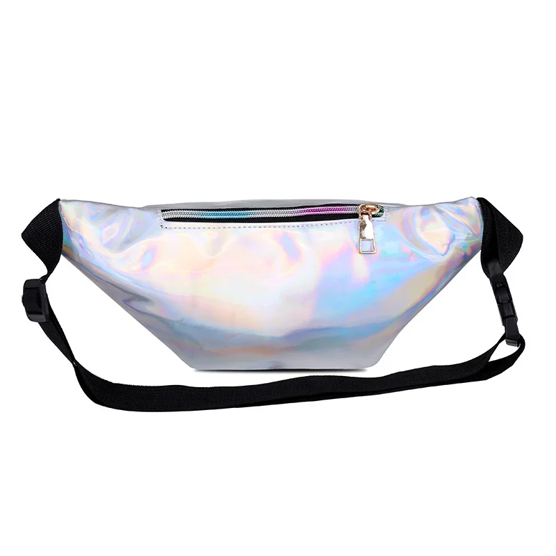 Kobiety Mężczyźni Talia Torba Fanny Pack PU Skóra Holograficzna Dla Mężczyzn Kangur Bum Hip Belly Banana Ladies Belt Pouch Sachet Waistbag