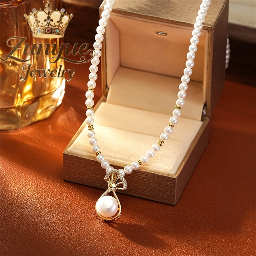 

Lucky Bag Pendant, Pearl Necklace, Sweater Chain, Light Luxury And High-End Style, Beaded Collarbone Chain Charms Exquisite Fine