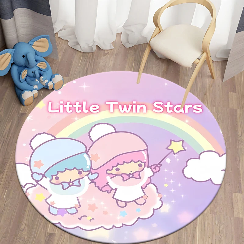 Sanrio Little Twin Stars HD Printed Round Carpet.soft,exquisite, Living Room,bedroom,sofa,entry Door Mat.table,chair,gift,Rug