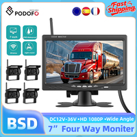 Podofo 7 Inch Reverse Monitor Wireless Camera HD IPS Screen Digital Reversing Car IR Night Vision Rear View Camera Backup Camera