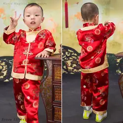 Newborn Tang Suit Baby Chinese Style Red Tang Clothes Children Qipao Tops Pants Kids Dragon Phoenix Embroidery Festive Hanfu Set