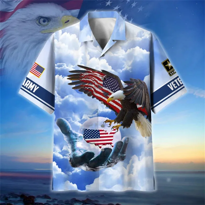 New Summer 3D United States Soldiers Armys Veterans Printing Shirts For Men Fashion Cool Short Shirts Hawaiian Y2k Tops Clothing