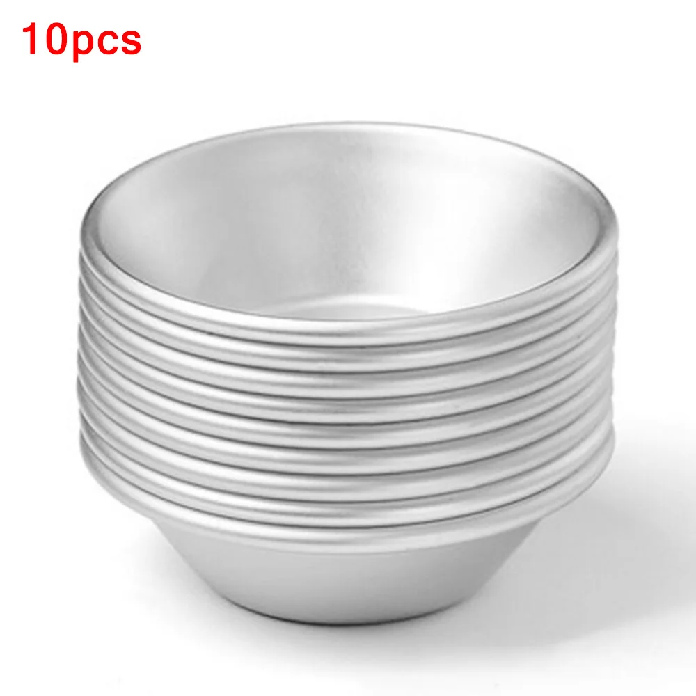 10pcs Egg Tart Mold Aluminum Alloy Egg Tart Cup Cupcake Kitchen Baking Mold Mini Round Baking Oven Pan Pastry Dessert Mould