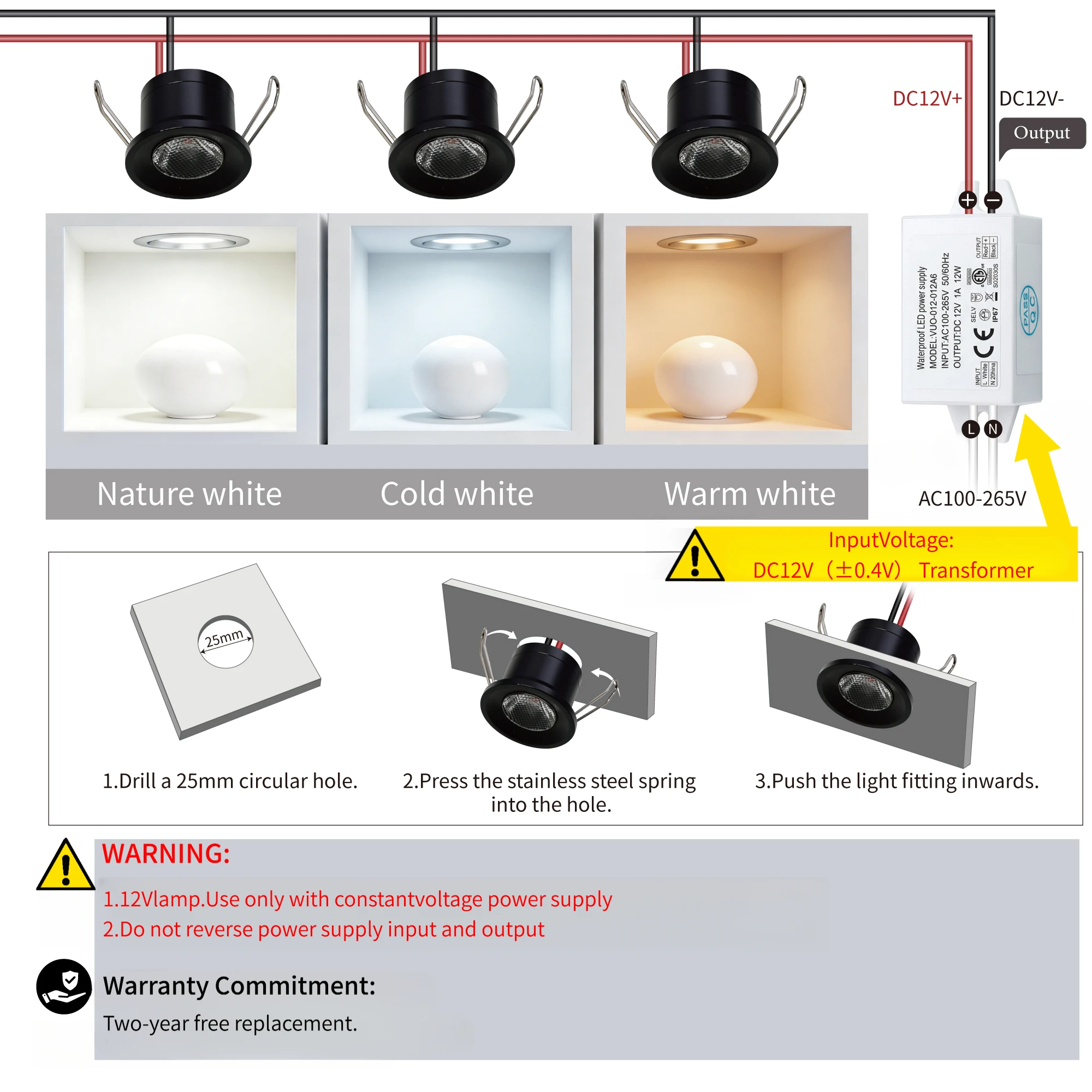 2W Mini LED Spot Light 12V Ceiling Spotlight Dimmable Cabinet Showcase Lamp IP65 Focos Downlight Stair Indoor Corridor Lighting