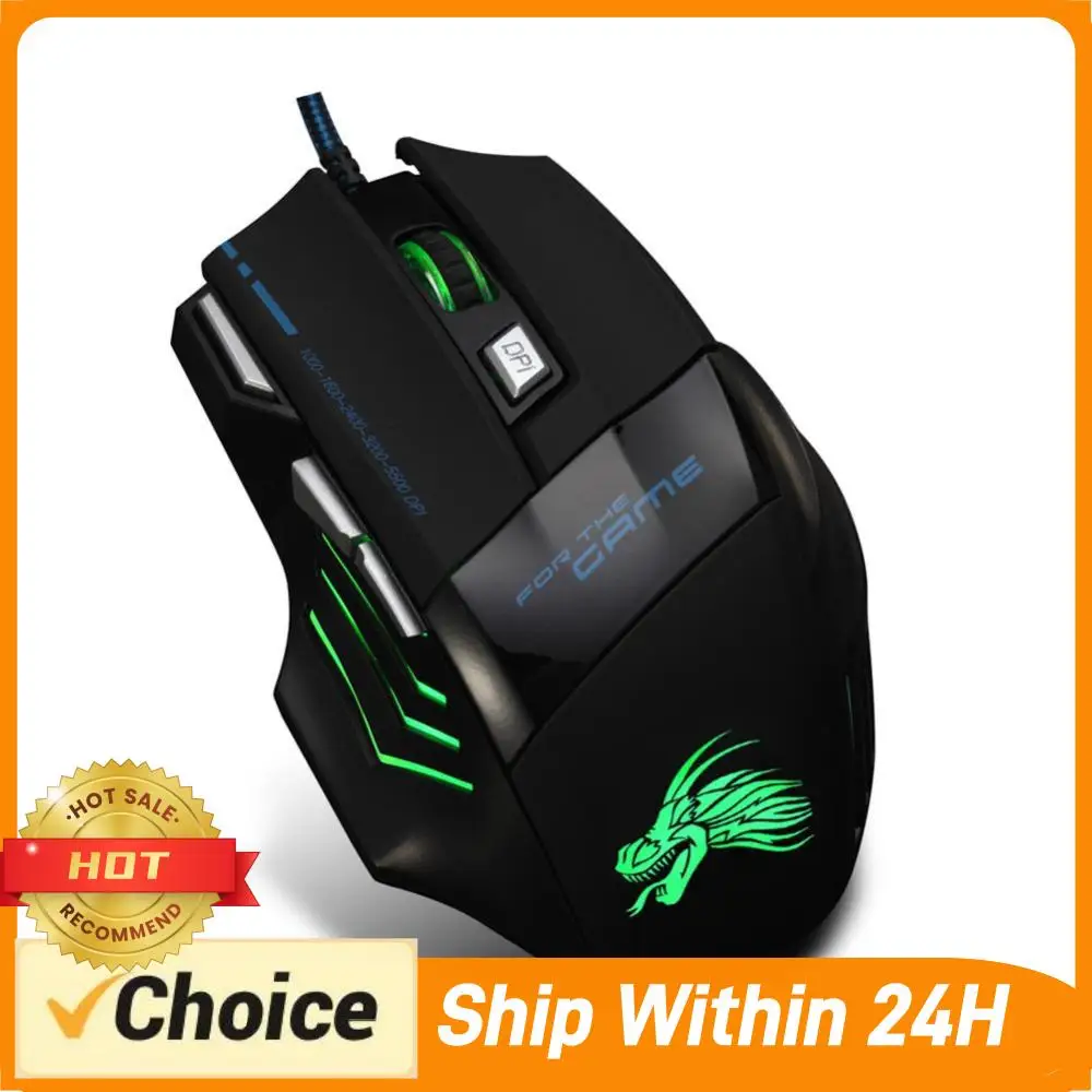 Wired Gaming Mouse 7 Button Backlit 5500 DPI Adjustable Optical PC Gamer Mice Laptop Computer Ergonomic Mice Silent