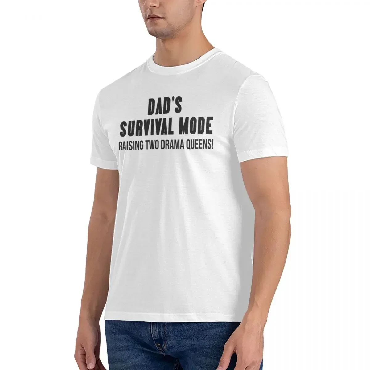 HOT SALE Dad's Survival Mode - Raising Two Drama Queens T-shirt Men Oversized T Shirt Men crew Neck Summer Shirts Tops S-6XL