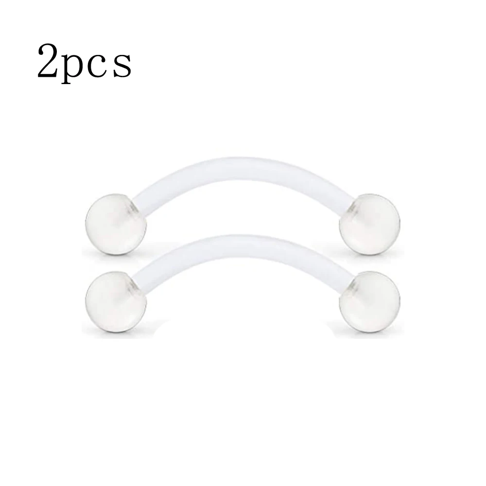 Clear Cartilage Earring Piercing Retainers Flexible Acrylic Helix Hoop Nose Lip Stud Eyebrow Tragus Septum Horseshoe Ring White