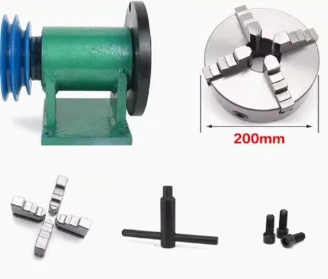 Homemade Lathe Spindle Woodworking DIY Metal Assembly Bead Machine 200mm with 4-jay chuck