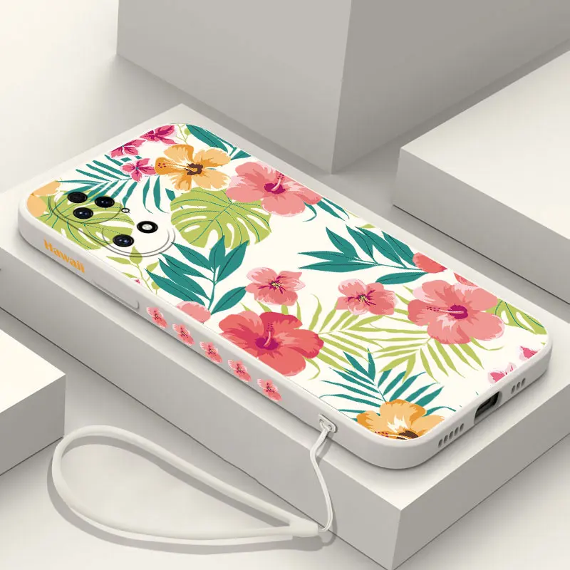 Hawaii Hibiscus Flower Phone Case For Huawei P50 P40 P30 P20 Nova 10 10SE 9 9SE Mate 40 30 20 Pro Lite P Smart 2021 Y7A Cover