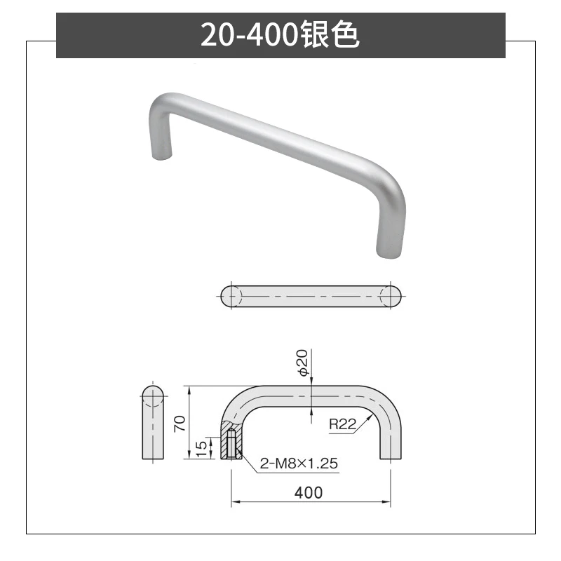U-förmiger runder Griff aus Aluminiumlegierung, industrieller Schrankgriff mit hoher Tragfähigkeit, große Lochabstände 200/250/300/350/400 mm – Detail 14