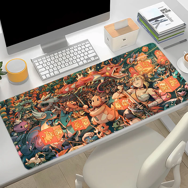 Mouse Pad Gaming Accessories Large Desk Mats Kawaii Gamer Computer Office PC Laptop Anime P-Pokemon Keyboard Desk Pad Mausepad