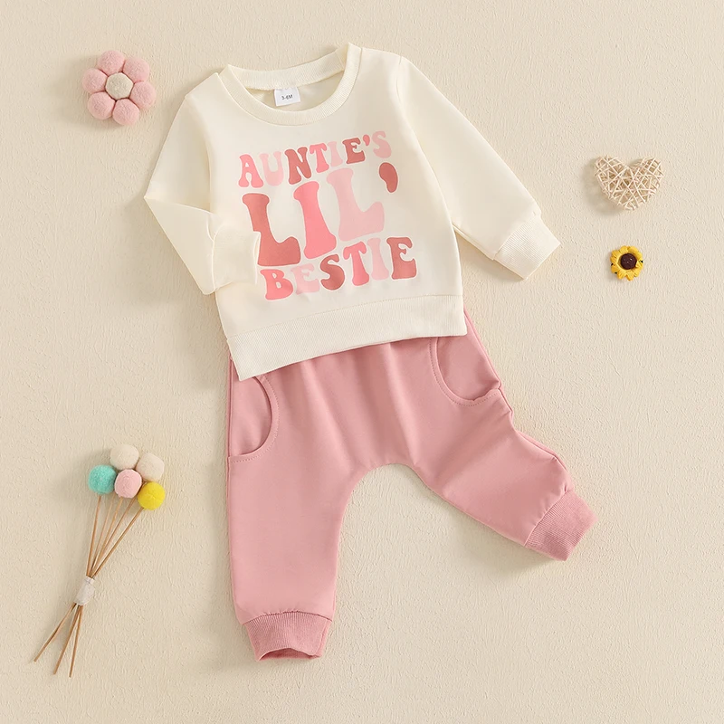 Ensembles de pantalons à manches longues pour petites filles, col rond, lettre imprimée, proximité Y, Wstring, automne, 2 pièces