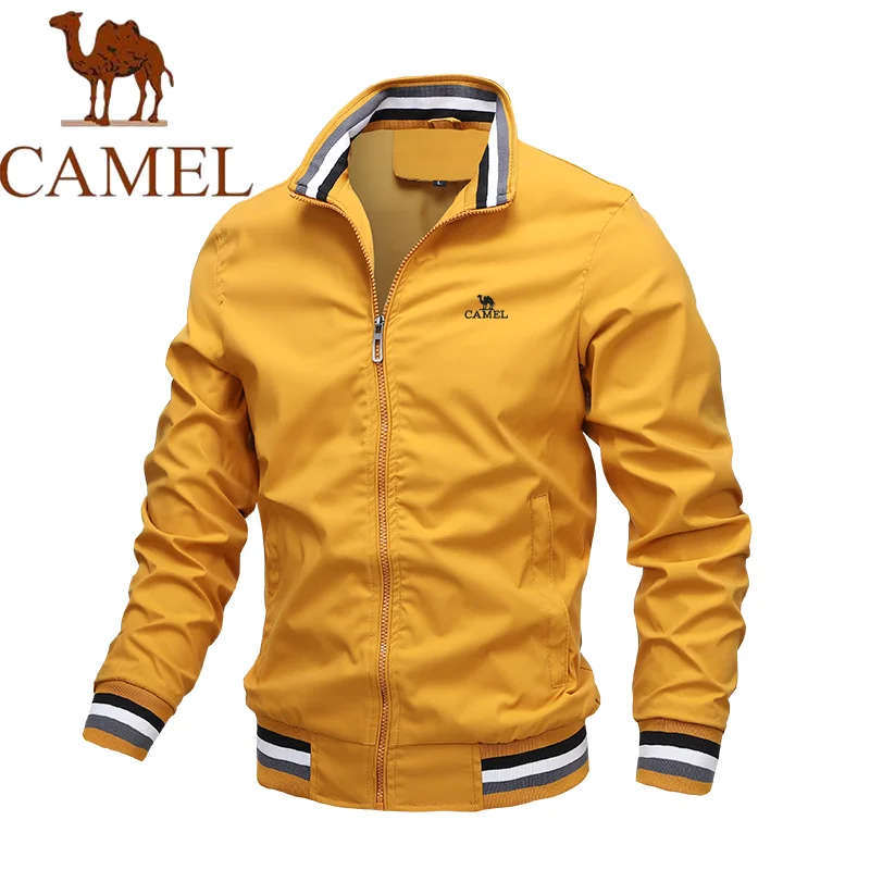 CAMEL Embroidered Jacket Solid Color Fashion Men's Casual Collar Jacket Inner Bag Spring and Autumn Baseball Jacket M-4XL