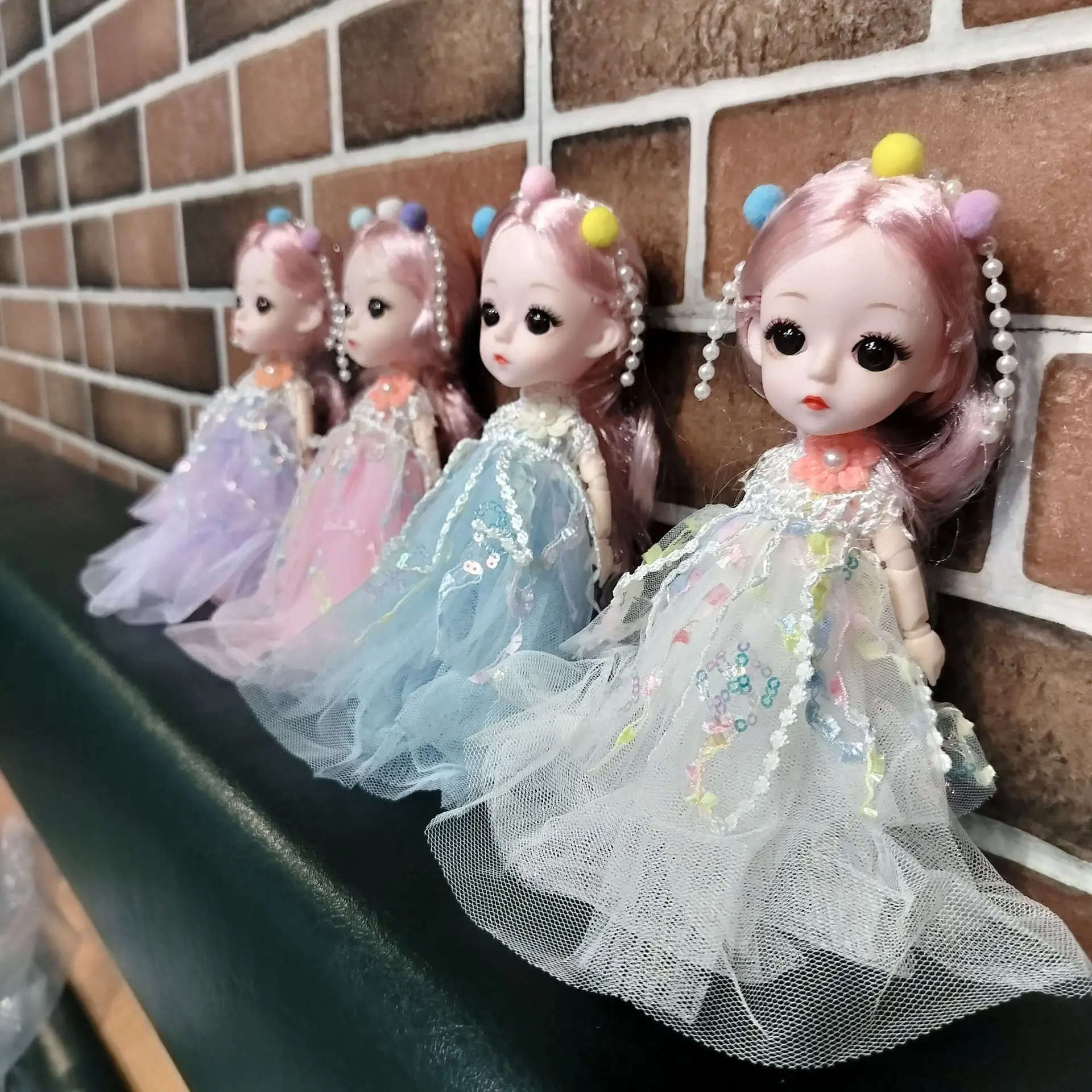 16cm Dolls 1/12 Mini Doll Keychain Joint Moveable Cute Exquisite Doll Bag Pendant Fashion Princess DIY Dress Up Girls Toys Gift