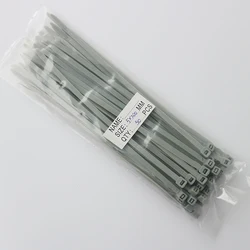 50pcs grey color Self-locking plastic nylon tie cable tie fastening ring 5X200 cable tie zip wraps strap nylon