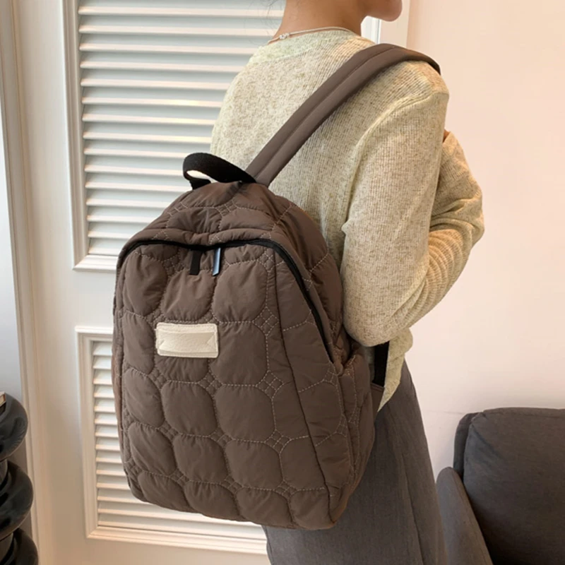 Ultralight Winter Warm Space Down Backpack Women School Backpack Bags for Girls Fashion Trend Lightweight Cotton Travel Bags