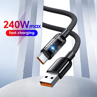 240W QC3.0 USB to Type C Fast Charging Cable Super Fast Charger Cable LED Phone Charger Data Cordfor Samsung Xiaomi Huawei OPPO