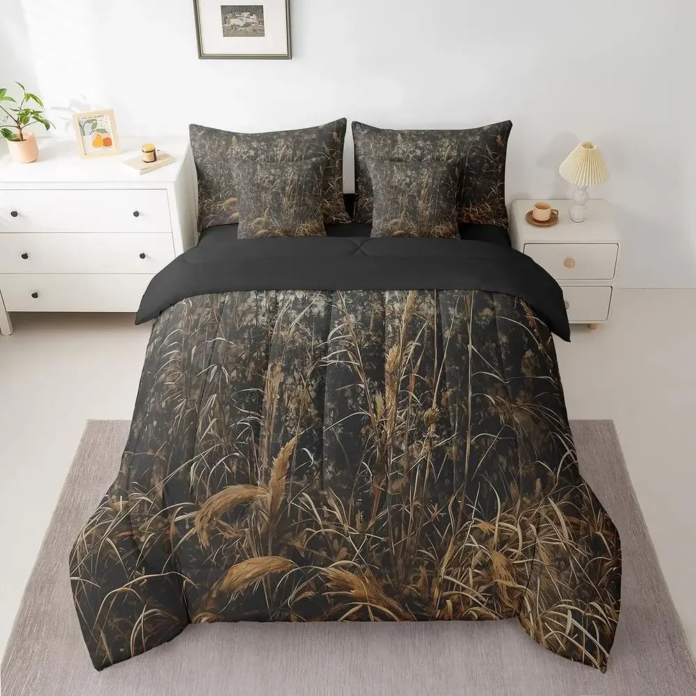 

7-Piece Western Woodland Camo Bedding Set - Full Size Comforter with Sheets for Kids' Nature-Themed Bedroom Decor