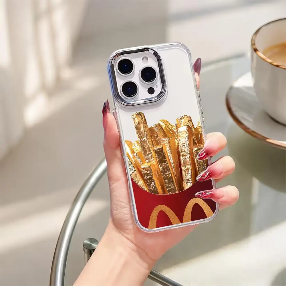 Golden fries Transparent silicone soft TPU Phone Case for iPhone 17 16 15 14 13 12 11 Pro Plus Anti-drop shell Cover shell