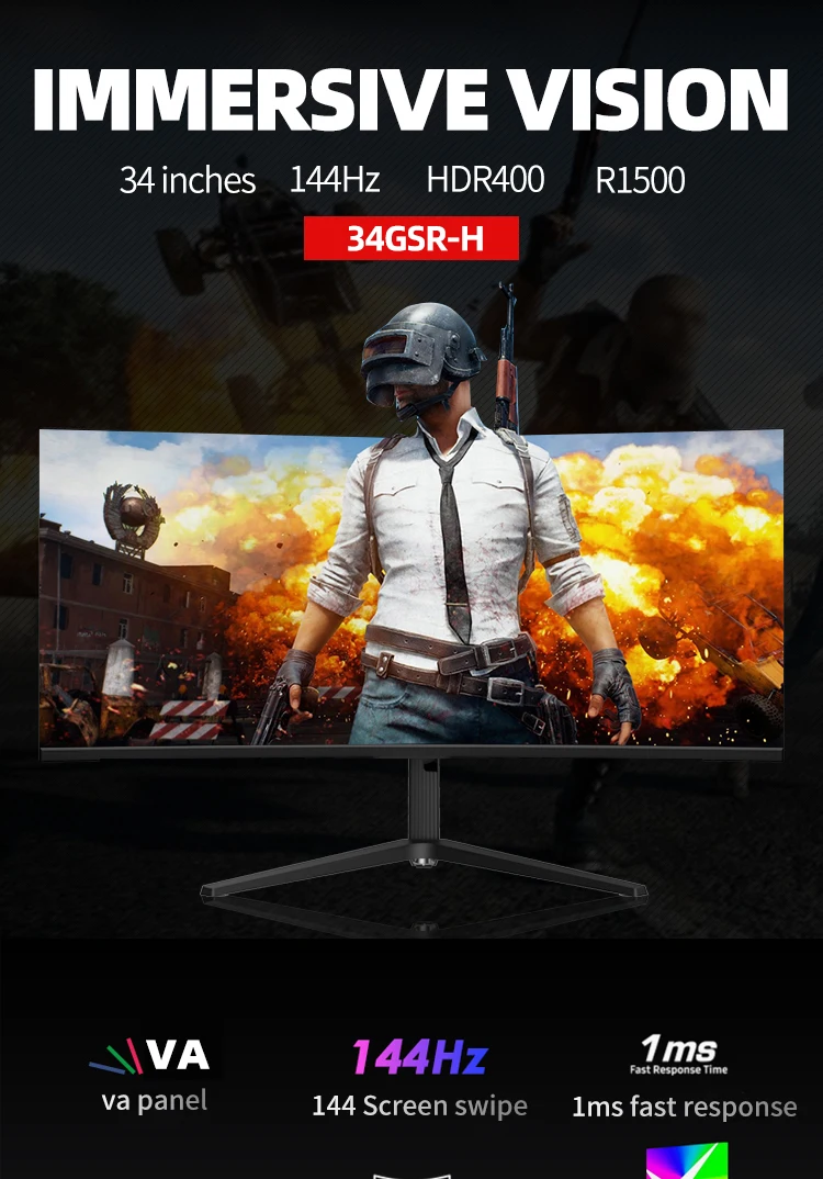 Best seller wholesale wall mount 3440*1440 34 inch 4k 100hz 120hz curved gaming monit